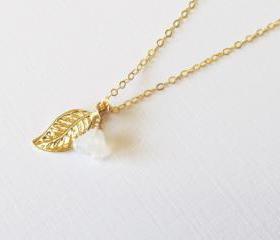 Gold Leaf Necklace, Gold Filled Necklace Gift for Her