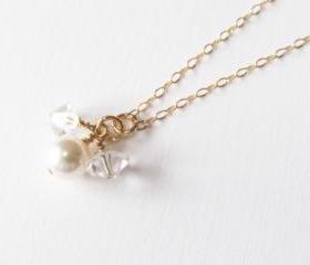 Gold Pearl Necklace, 14kt Gold Filled Necklace, Gift for Her