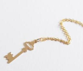Gold Key Necklace, 14kt Gold Filled Necklace, Gift for Her