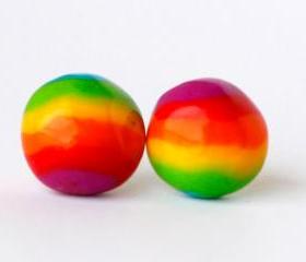 Polymer Clay -Rainbow Earrings - post earrings stud earrings ball kawaii