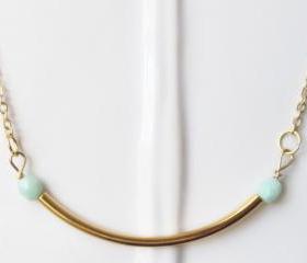 Dainty Bar Beaded Necklace, Gold Filled Necklace Gift for Her