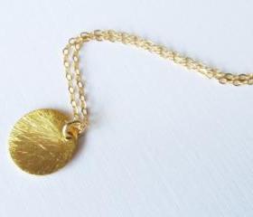 Gold Disc Necklace, 14kt Gold Filled Necklace Gift for Her