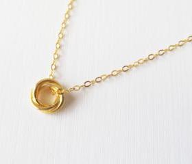 Gold Bali Bead Necklace, 14kt Gold Filled Necklace, Gift for Her