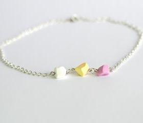Necklace silver polymer clay marshmallow colors gems geometric beads