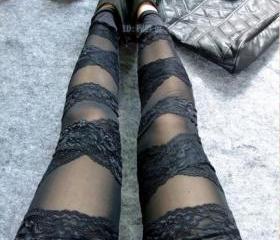 Sexy Punk Lace Stripes Style Leggings