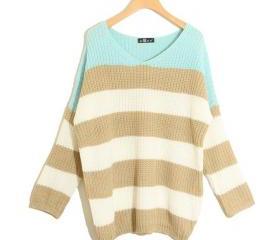 Stripe Matching Color Loose All-match Long Sweater