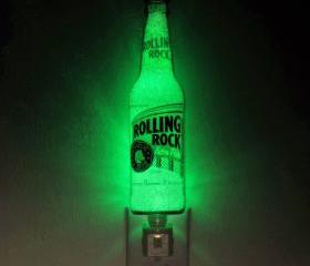 12oz Rolling Rock Night Light / Accent Lamp- VIDEO DEMO- Eco LED...'Diamond Like' Glass Crystal Coating on interior