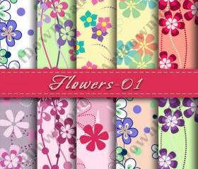 Flowers Scrapbooking Paper Flower Backgrounds Digital Paper Printable Digital Downloads Background