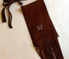 Boho Chocolate Brown Leather Crossbody Purse