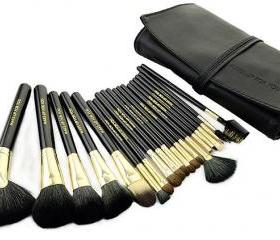 Luxury 20pcs/set Makeup Brushes Cosmetic set Kit Packed in high quality Leather Case - Black& Gold