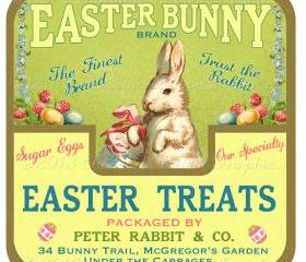 Easter Candy Treats Bunny Label Digital Download Printable Tags Scrapbook Collage Sheet Print Yourself Image