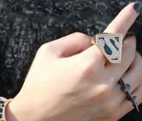 Superman Trigonometry Rhinestone Ring