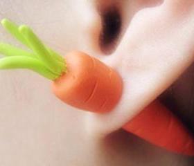 Handmade Carrot Fimo Stud Earrings