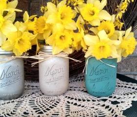 Painted Mason Jars - (3) pint