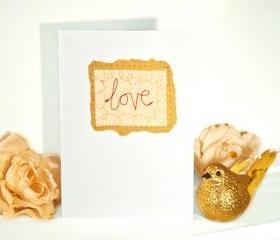 embroidered greeting card 'love' recycled
