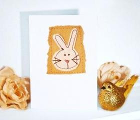 embroidered greeting card 'bunny' recycled