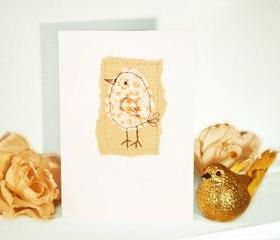 embroidered greeting card 'bird' recycled