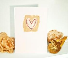 embroidered greeting card 'heart' recycled