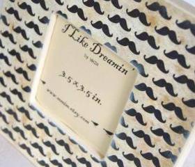 Mustache Picture Frame - Black And White
