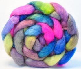 Hand Painted Wool Roving Wensleydale Combed Top Spinning or Felting Fiber - 4.2 oz - COMICS