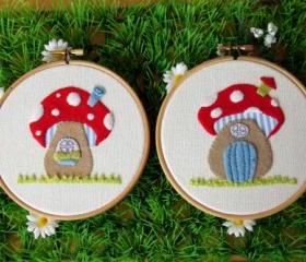 Toadstool House Appliqued Hoops