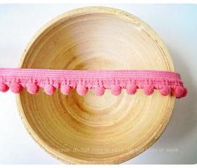 Pink pom pom ribbon trim 