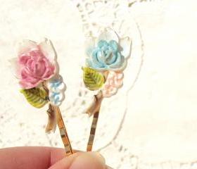 Rose Blossom - Flower Bobby Pin Set