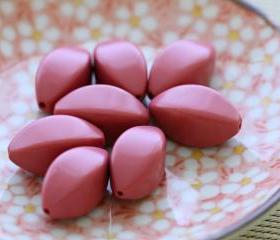 Vintage Dusty Rose Football Shaped Lucite Beads 