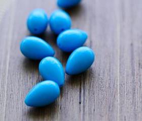 Vintage Opaque Blue Teardrop Acrylic Beads