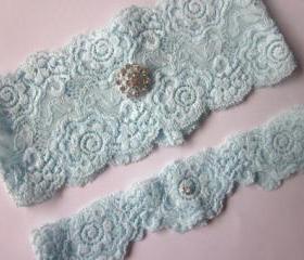Bridal Garter Set- Simply Chic Something Blue Garter (including toss garter)