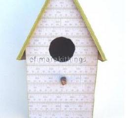 cardboard birdhouse " green stripes "
