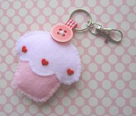 Cupcake Keyring Charm - Strawberry