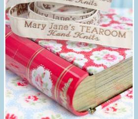 Mary Jane's TEAROOM Woven Labels x 4 / New / For MJT Hand Knits/Toy Knitting Patterns