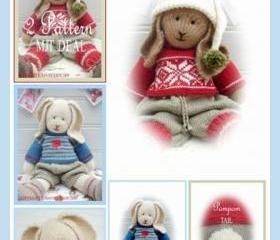 Bo / Oscar/ 2 Toy Pattern MJT Deal /Boy Bunnies /PDF Email Toy Knitting Patterns