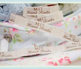 Mary Jane's TEAROOM Woven Labels x 2/ Small / New / For MJT Hand Knits/Toy Knitting Patterns