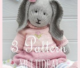 Bluebell/Daisy/Primrose/ 3 Pattern Deal /Girl Bunnies /PDF Email Toy Knitting Patterns