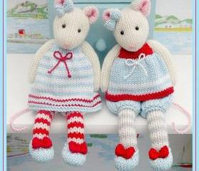 MJT Little Gems 1 'Tearoom Mice' Pdf/ Email Toy Knitting Pattern