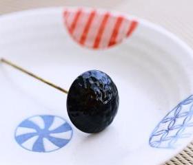Vintage Miriam Haskell Black Textured Art Glass Headpin
