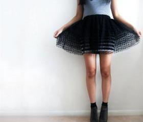 Black Polka Dot Tulle Tiered Tutu Skirt - Size UK 8 / US 4-6 / EU 34