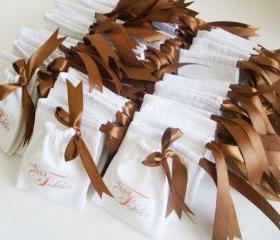 50 custom printed white cotton Wedding pouches - 4 x 4.5 - Medium