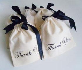 5 Thank You unbleached cotton pouches - 4 x 4.5 - Medium
