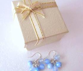 My Fair Lady Earrings - Faceted Blue Agate, 925 Silver
