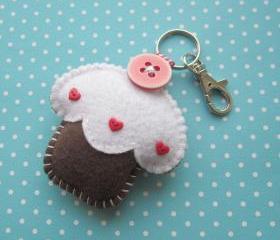 Cupcake Keyring Charm - Chocolate