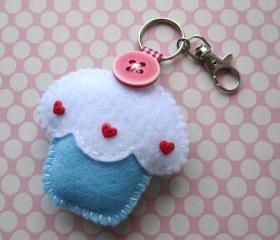 Cupcake Keyring Charm - Blueberry