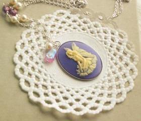  'Fairy Anya' cameo necklace - 'Treasures collection' - lilac, victorian jewelry, vintage style