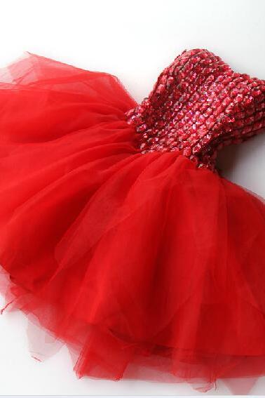 short red ball gown