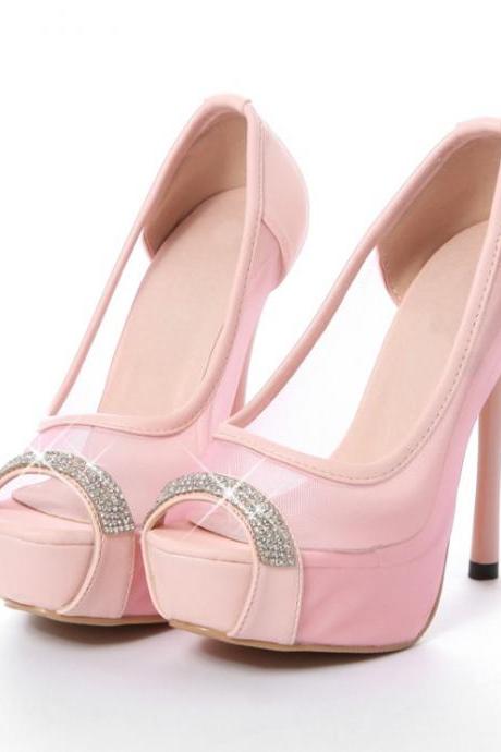 pink pointed block heels