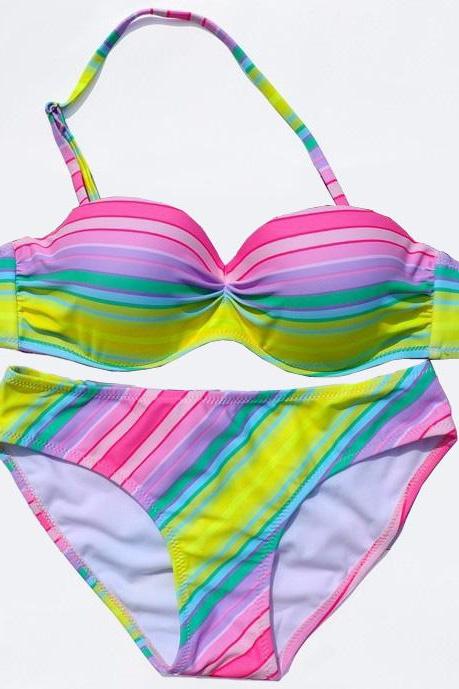 Hot Pink Bow Sexy And Fashionable Beach Bikini Swimwear Swimsuit Retro