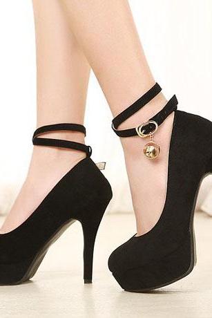 black lace up short heels